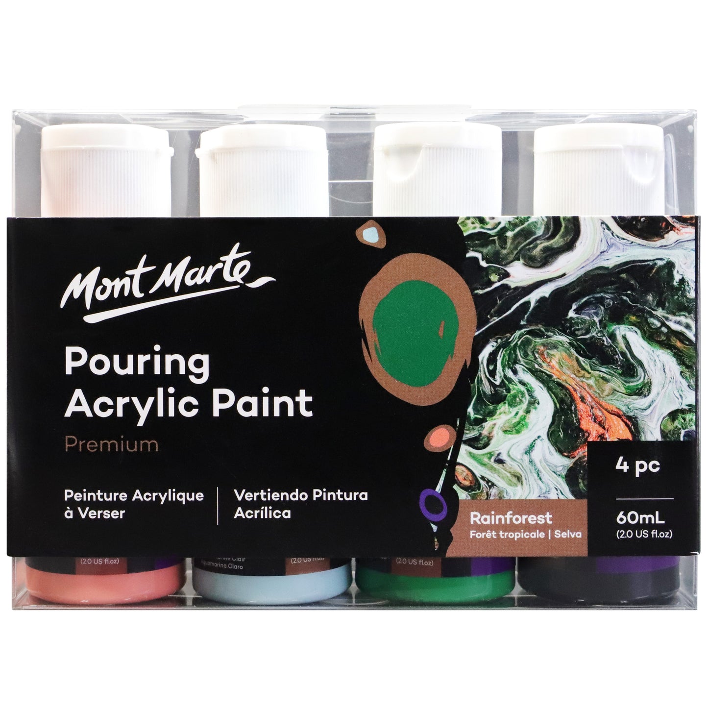 Rainforest Pouring Acrylic Paint Set Premium 4pc x 60ml