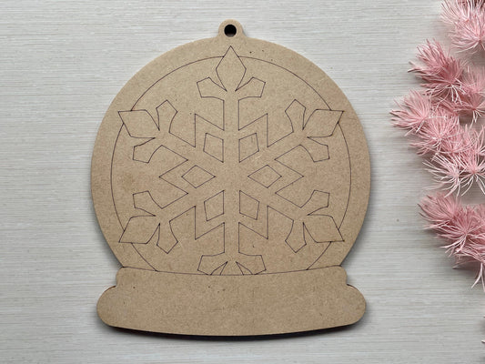 Snowflake in Snow Globe Ornament